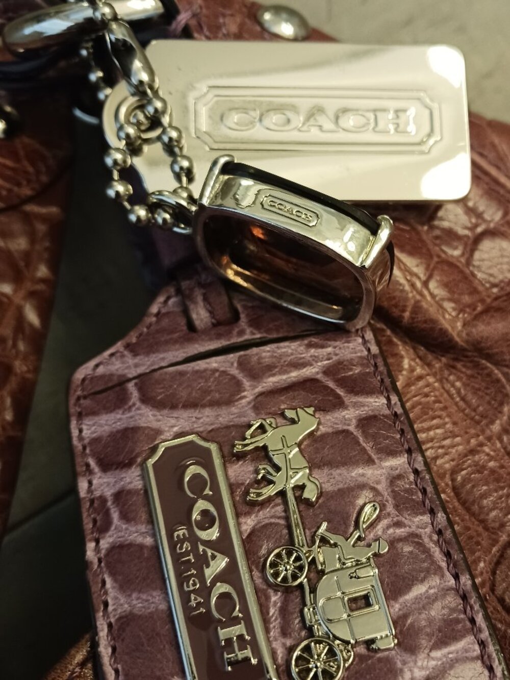 COACH Leather purse Croc Rose Purple boho stye - Picture 7 of 8